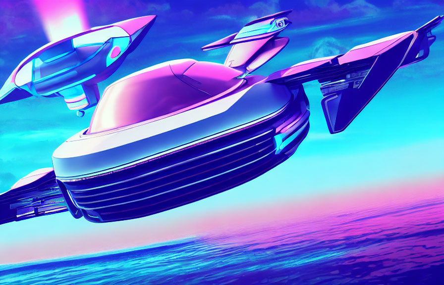 Synthwave futuristic car 