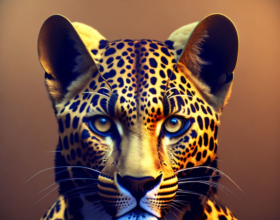 Leopard's Face Close-Up with Yellow Eyes and Spotted Fur