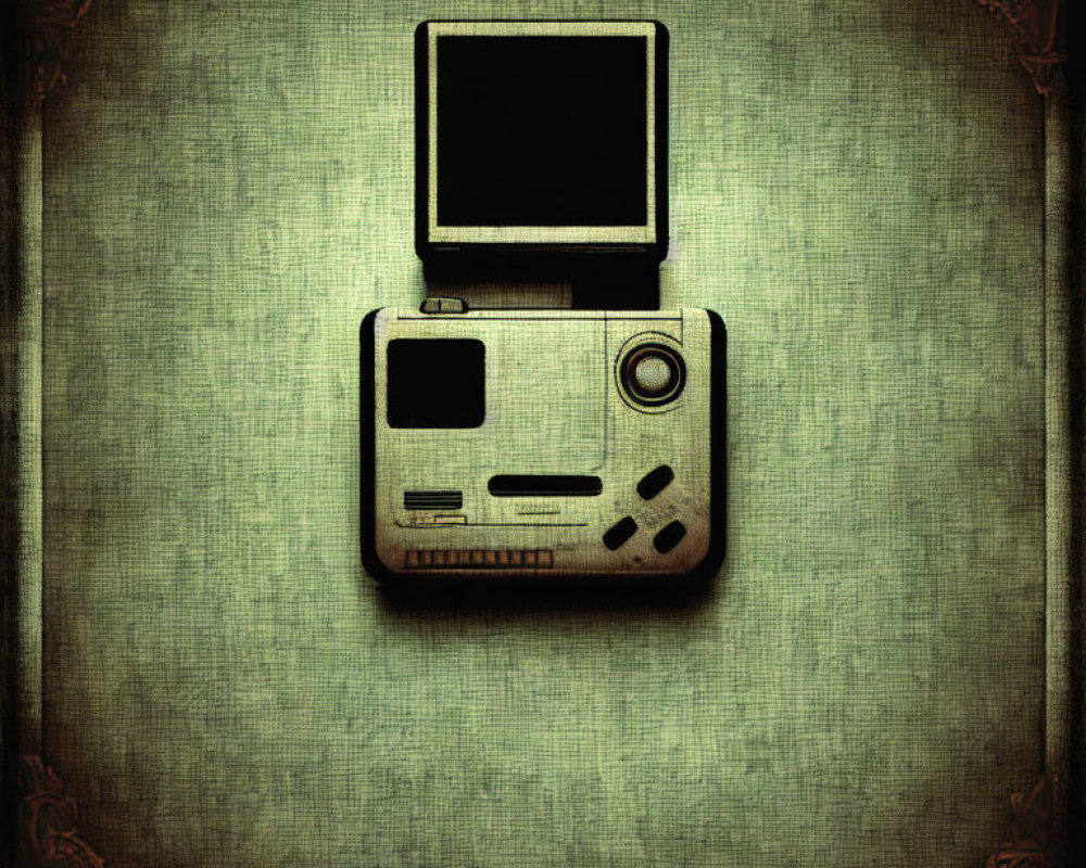 Vintage-Style Digital Camera with Flip Screen on Textured Background