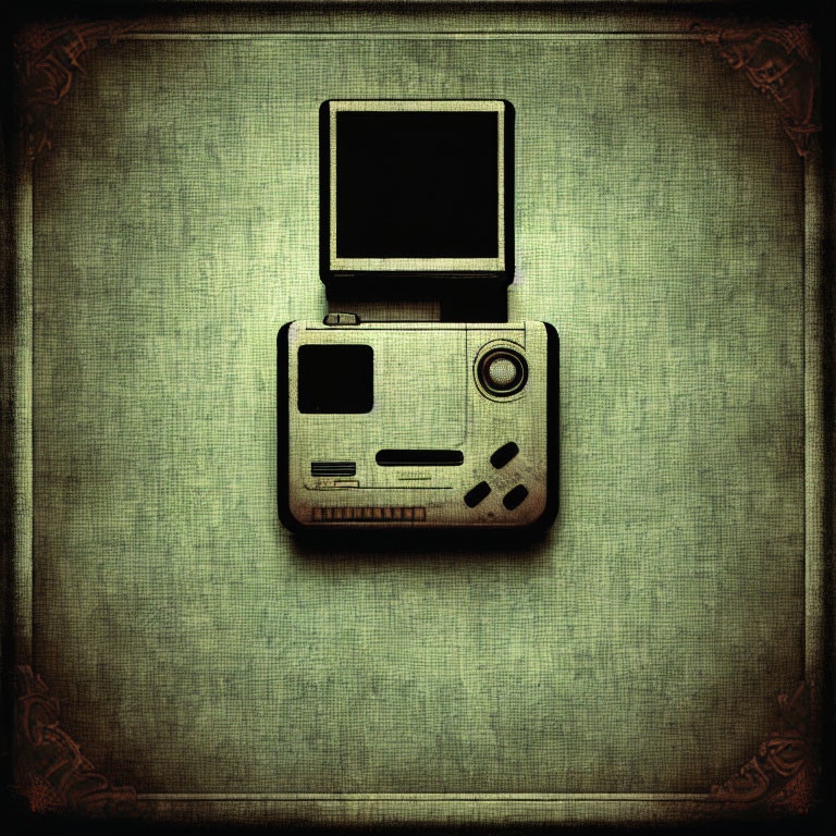 Vintage-Style Digital Camera with Flip Screen on Textured Background