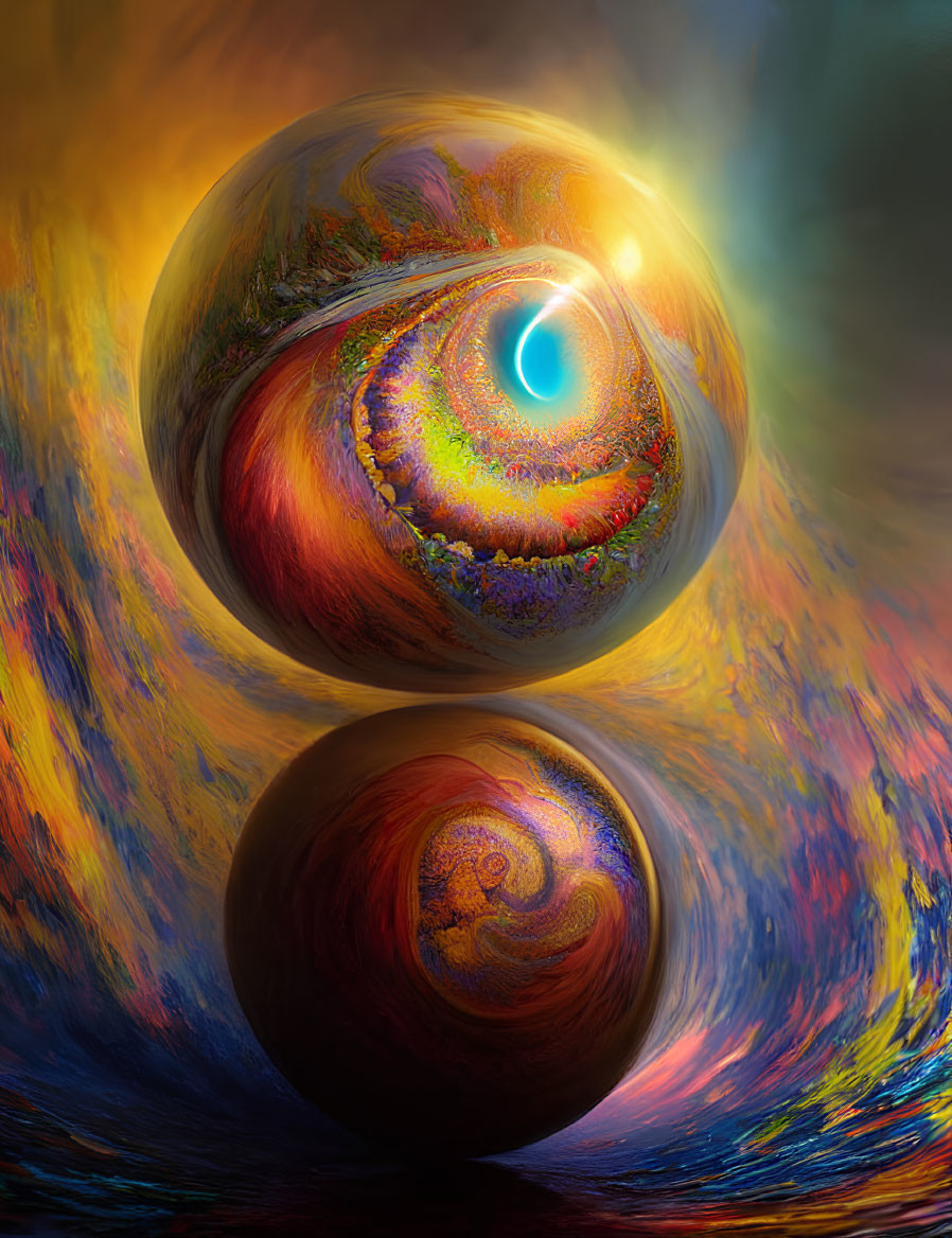 Colorful Swirling Orbs in Luminous Abstract Environment