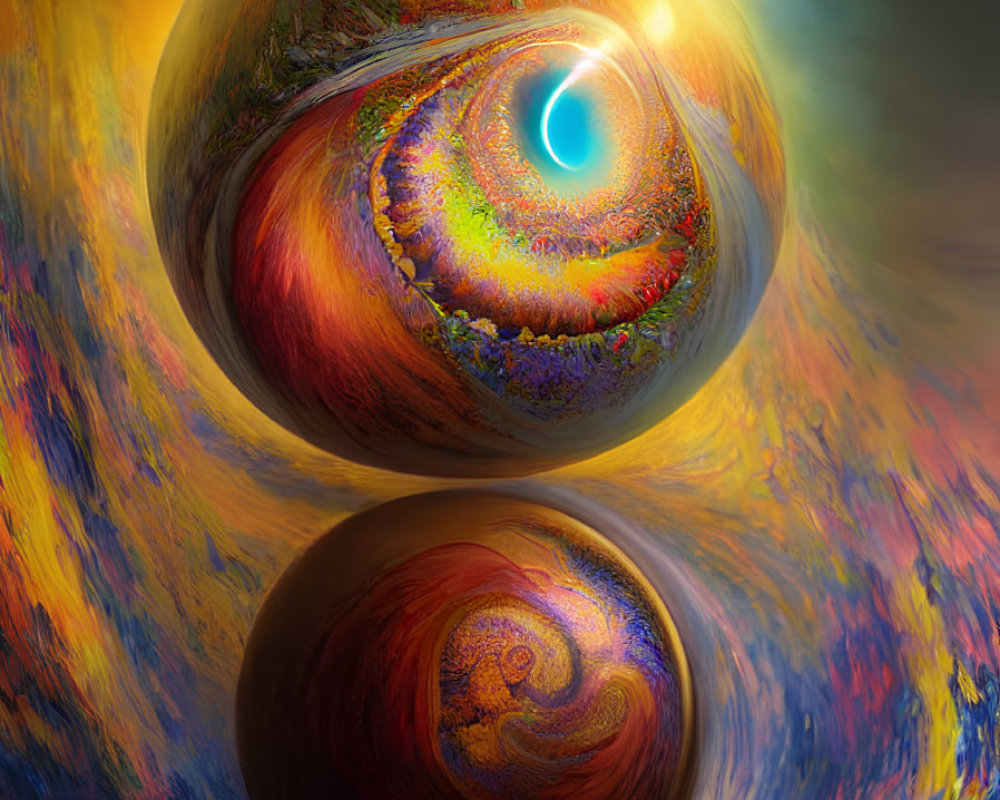 Colorful Swirling Orbs in Luminous Abstract Environment