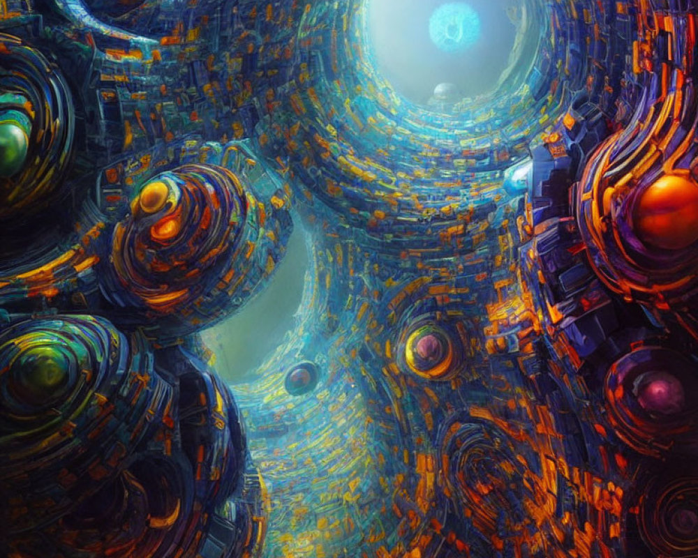 Abstract Fractal Art: Vibrant Spheres & Swirling Patterns