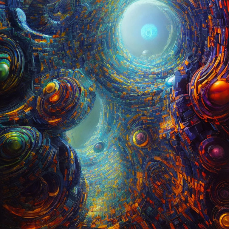 Abstract Fractal Art: Vibrant Spheres & Swirling Patterns