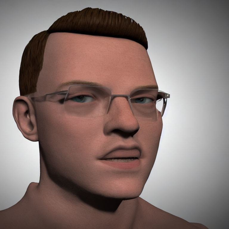 Male Figure with Glasses and Short Hair in Neutral Expression