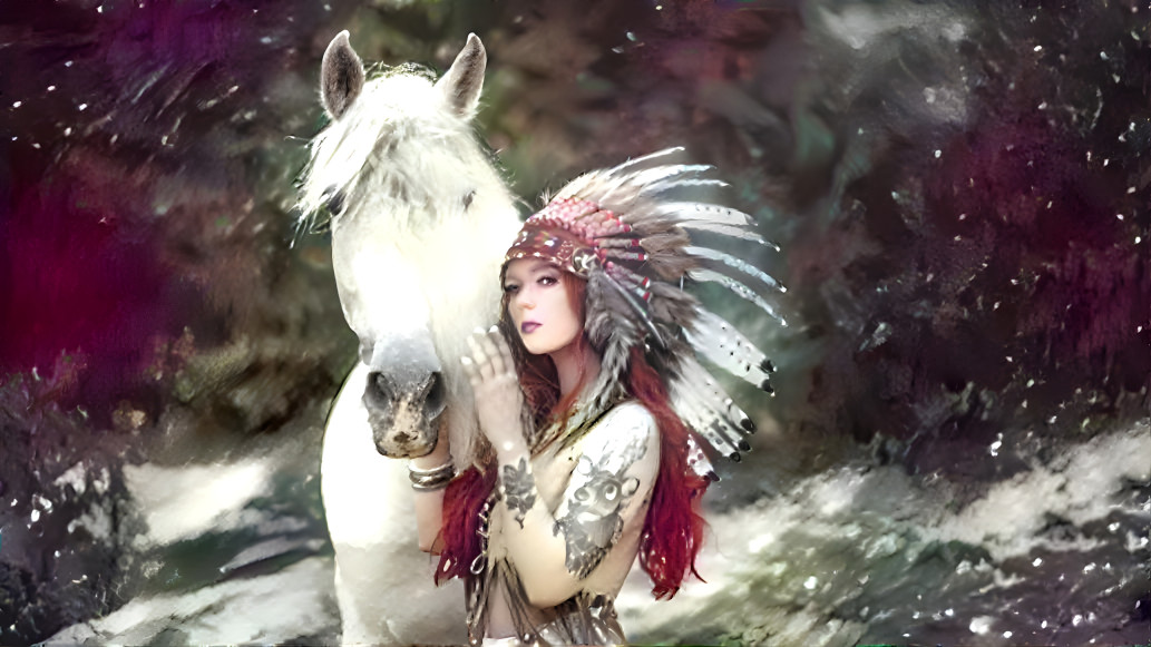 Indigenous Woman and her horse