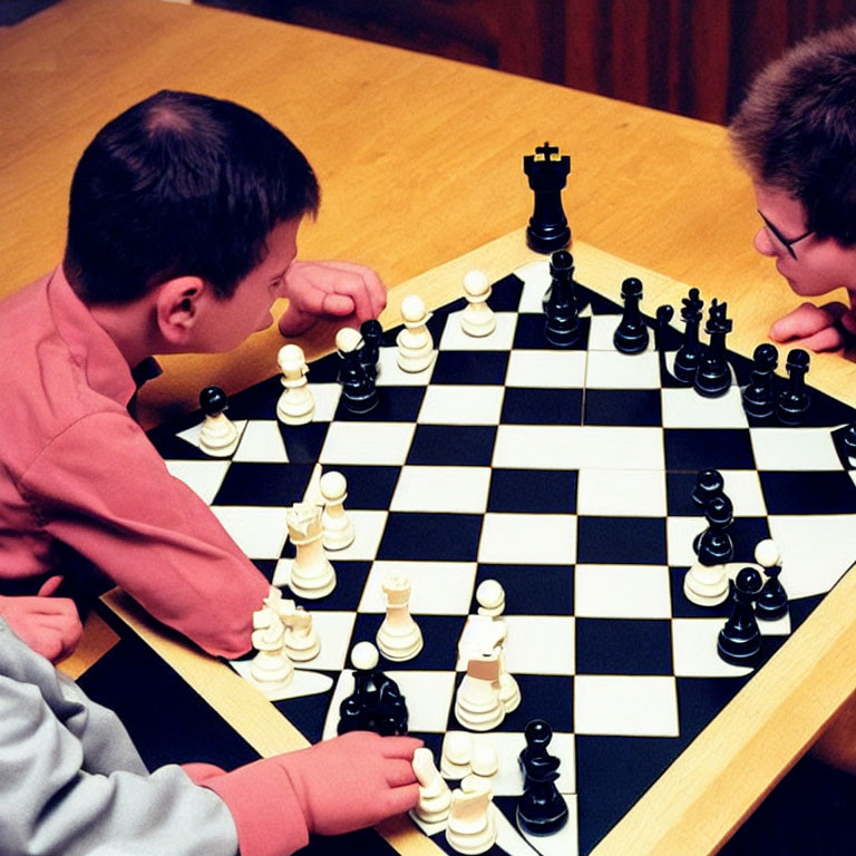 Intense chess match between two players strategizing carefully