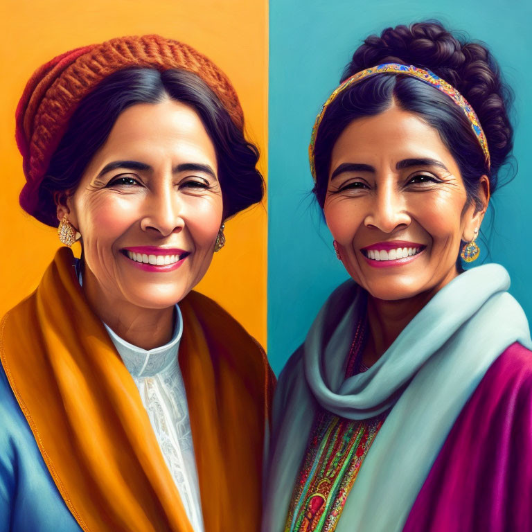 Smiling woman in traditional clothing portraits