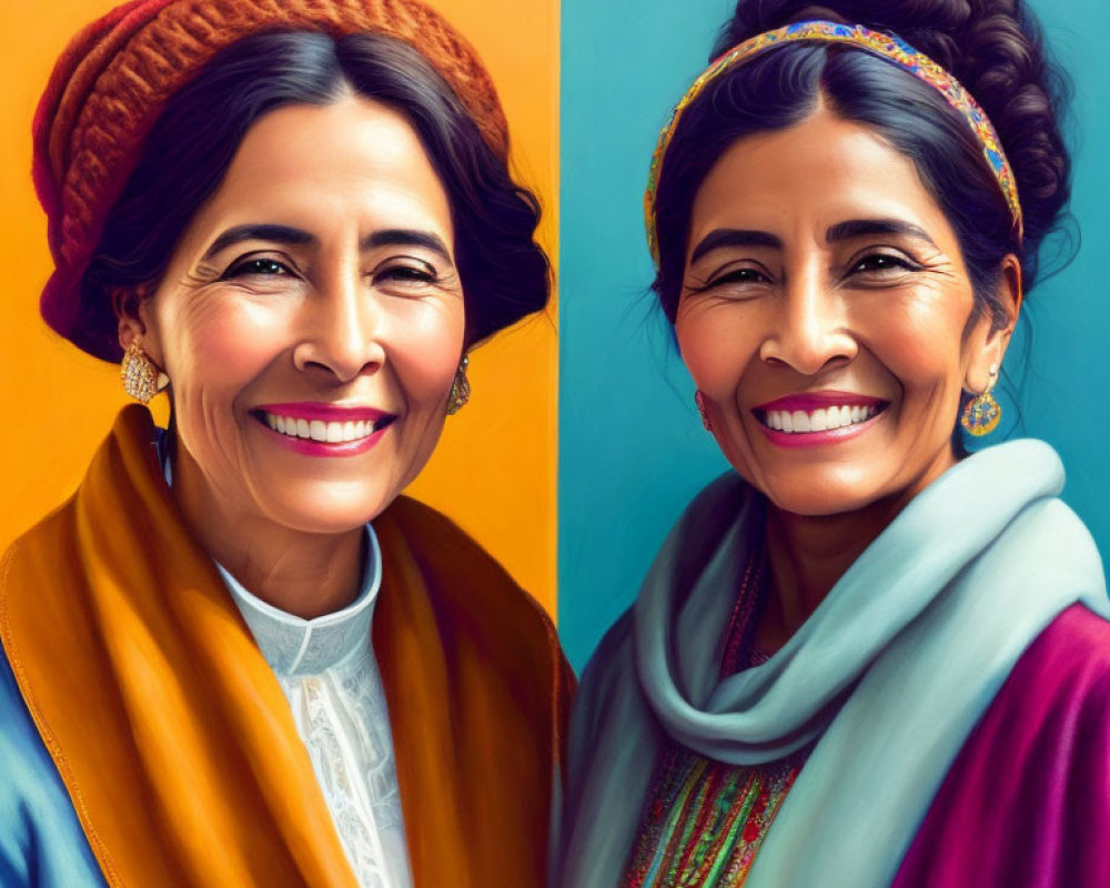 Smiling woman in traditional clothing portraits