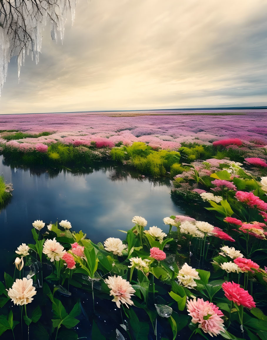 Pond with Flowers
