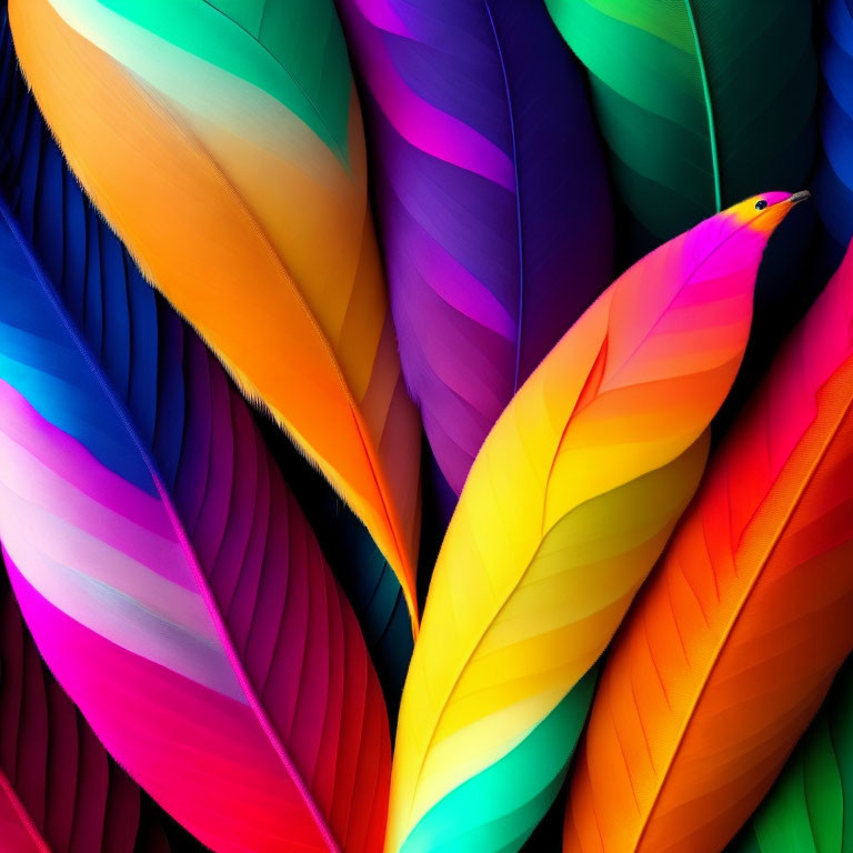 Colorful Feather Pattern: Vibrant Multicolored Array