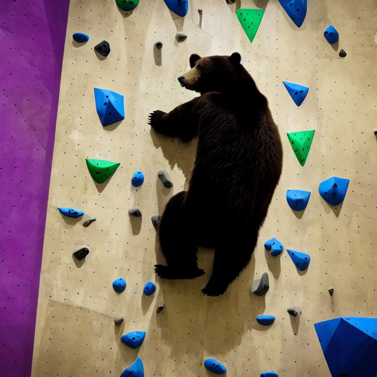 Bear Climbing Wall with Colorful Handholds