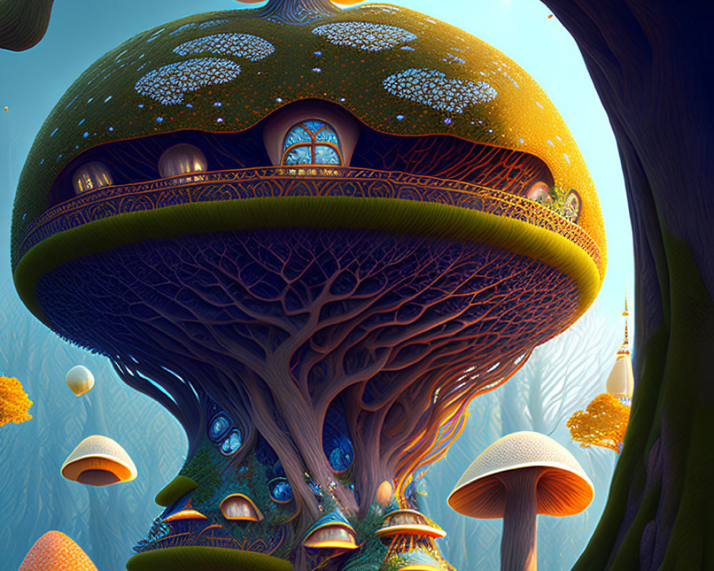 Illustration: Oversized Mushroom House in Enchanted Forest