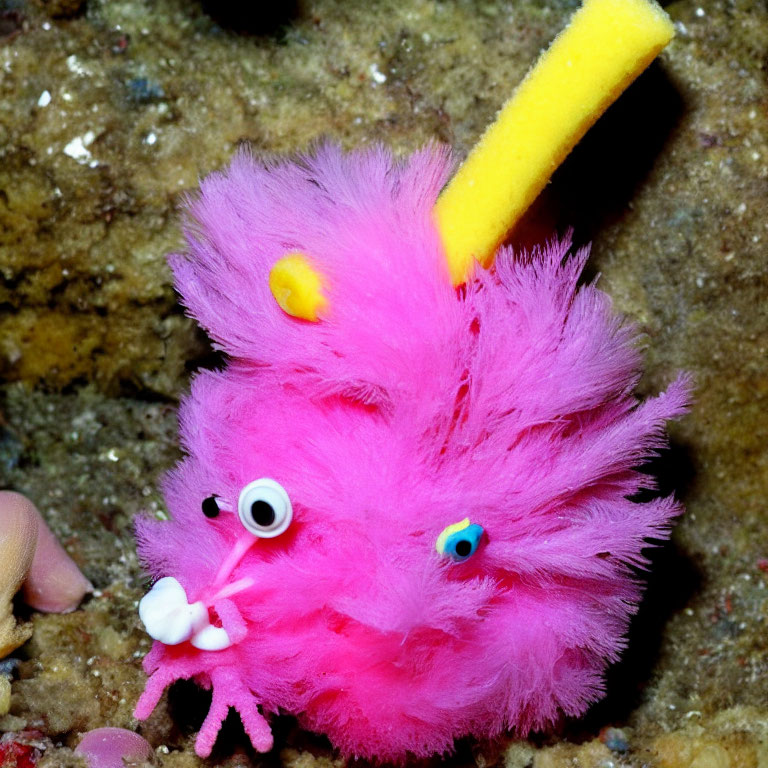 Colorful Pink Flabellina Nudibranch on Rocky Background