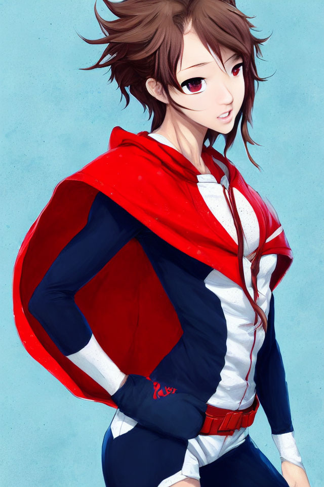 Stylized drawing of young woman in superhero outfit