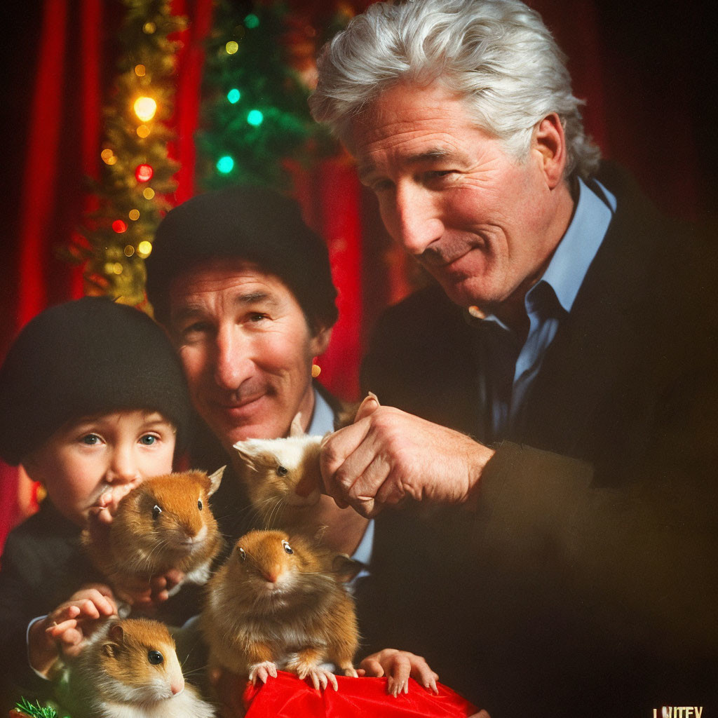 Group of People and Guinea Pigs Celebrate Festive Moment