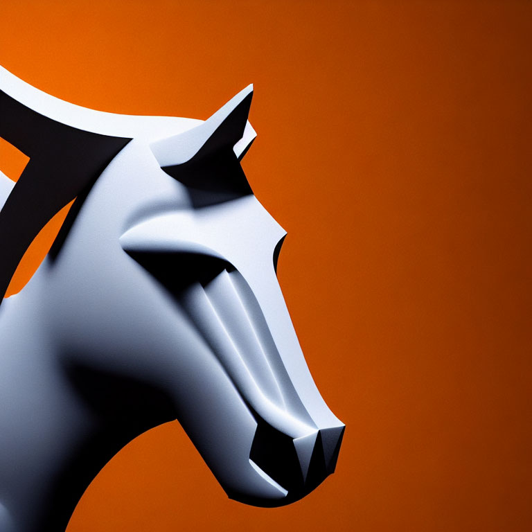 Silver Wolf Head 3D Illustration on Orange Background