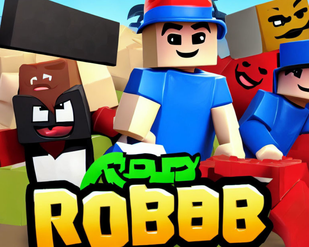 Vibrant toy-like animated characters on Robby Robb game background