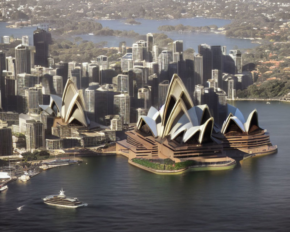 Aerial View of Sydney Opera House and Cityscape by Waterway