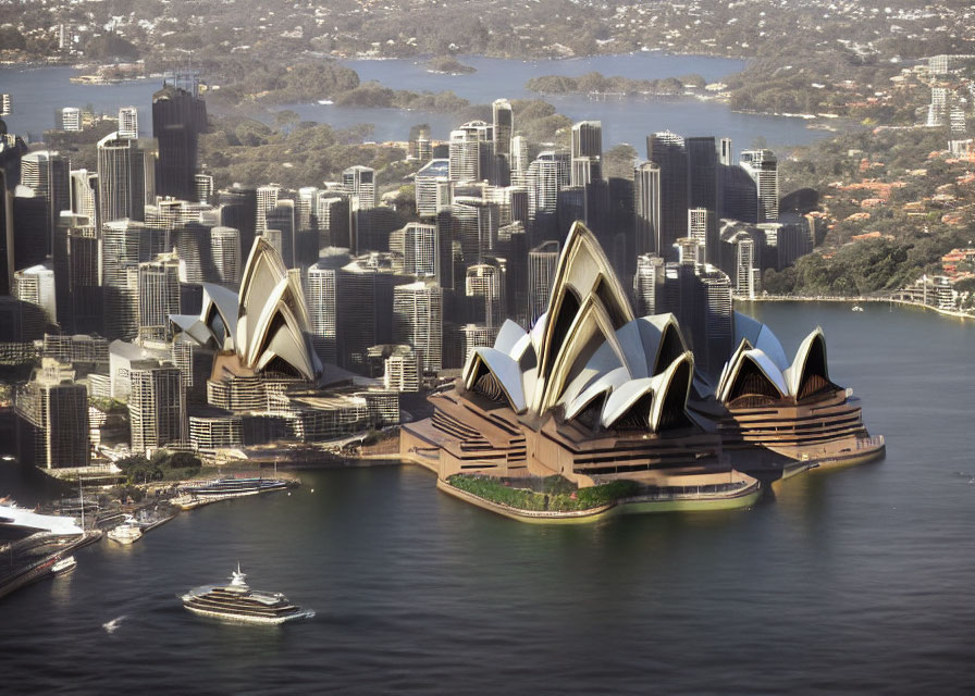 Aerial View of Sydney Opera House and Cityscape by Waterway