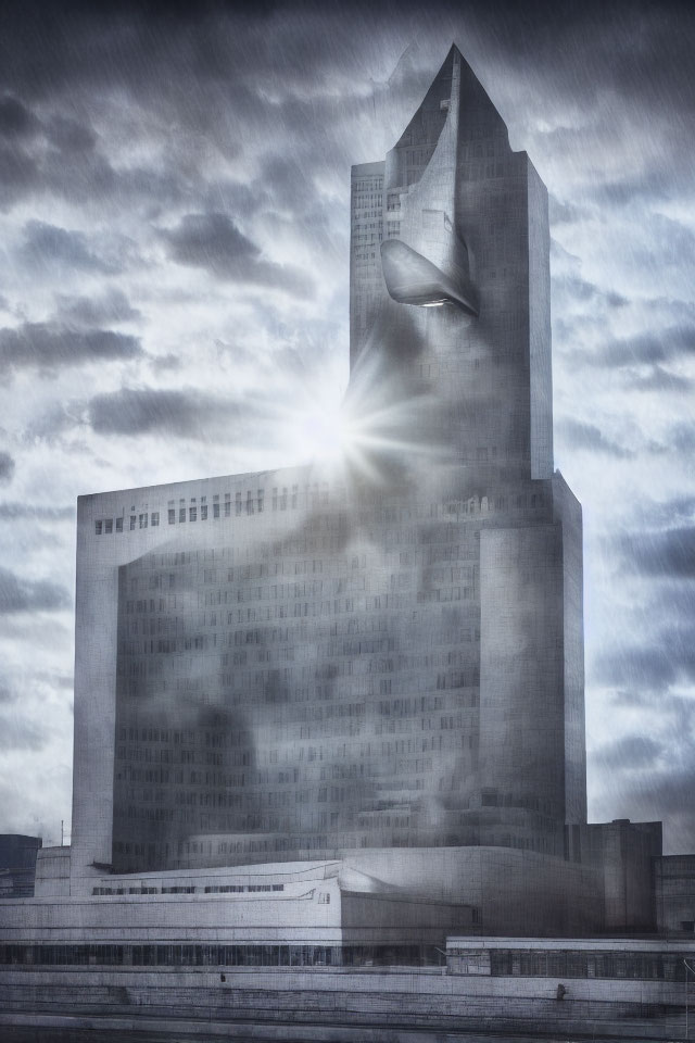 Unique Cut-Out Design Building Against Dramatic Sky