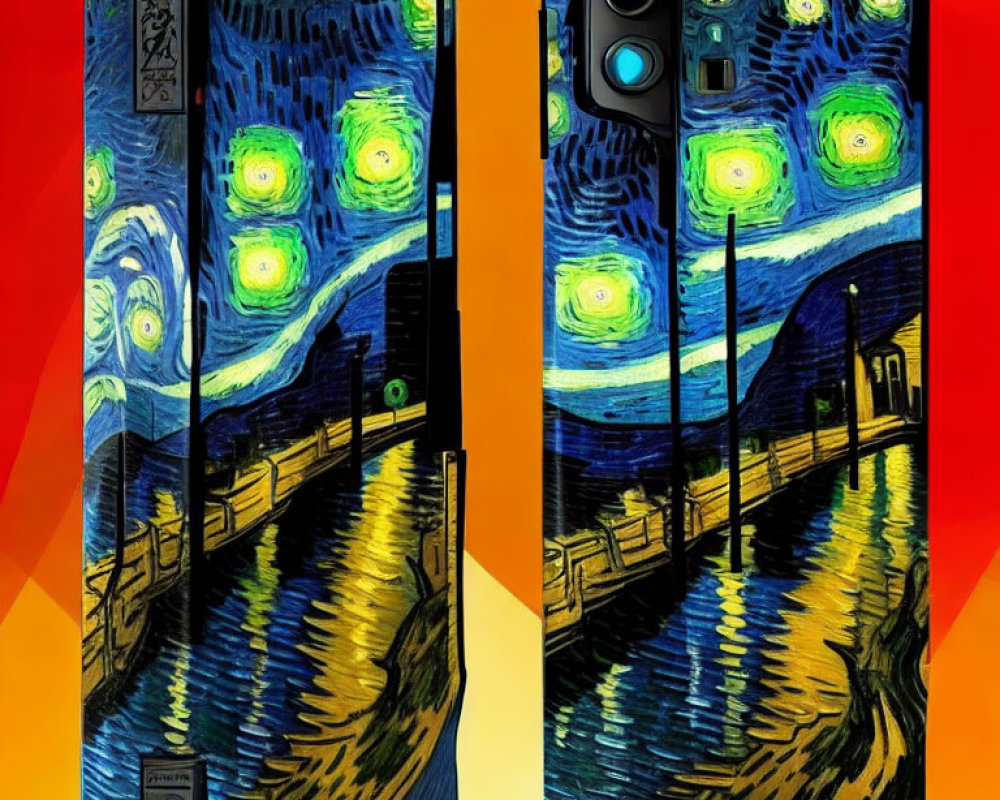 Vincent van Gogh "Starry Night" Phone Case on Orange Red Gradient