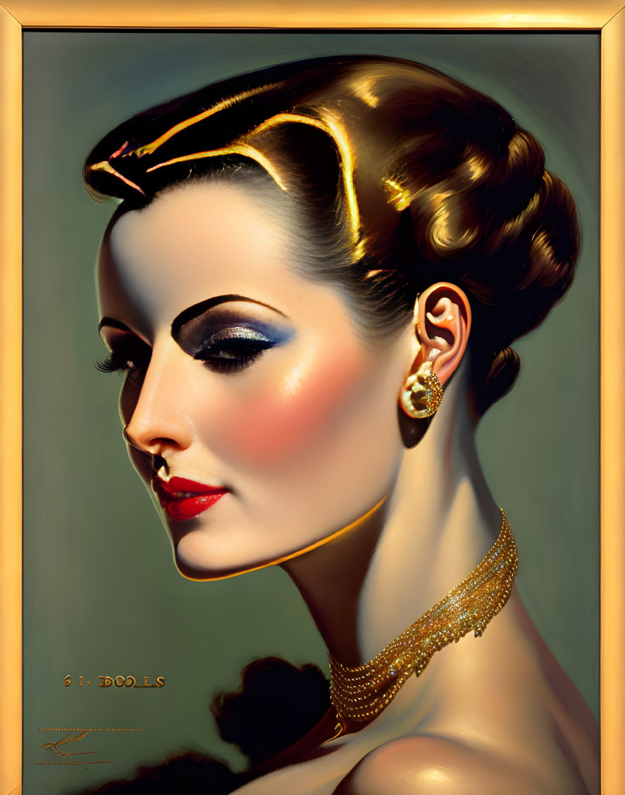 Vintage Glamorous Woman Illustration with Elegant Style and Warm Tones