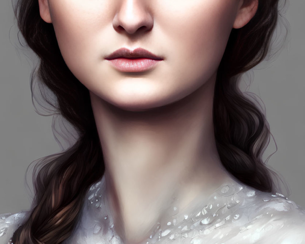 Digital portrait of woman with braided hairstyle and white attire