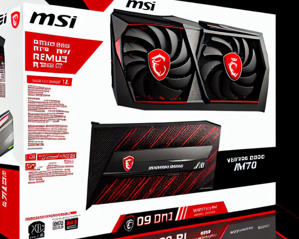 Red and Black MSI Graphics Card Packaging with Dragon Logo and Window Display