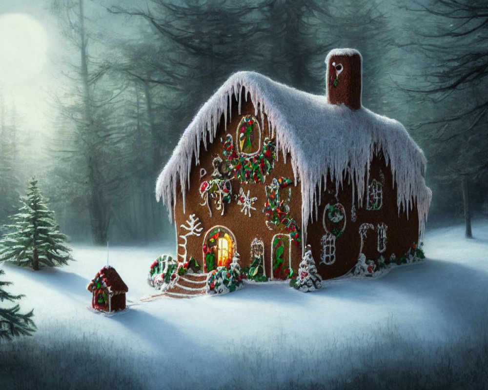 Whimsical Gingerbread House with Icing and Candy Decorations