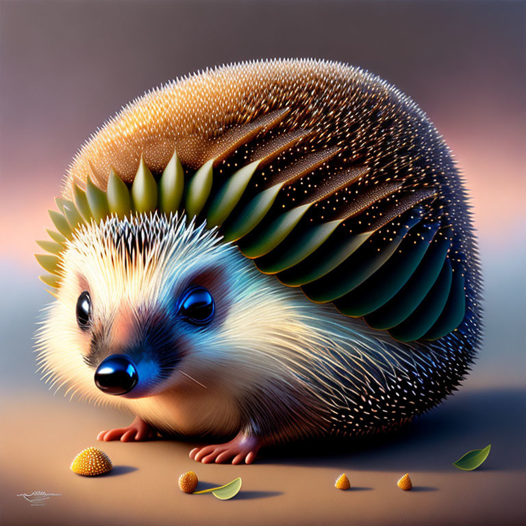 Illustration of a Sparkling Hedgehog with Exaggerated Quills