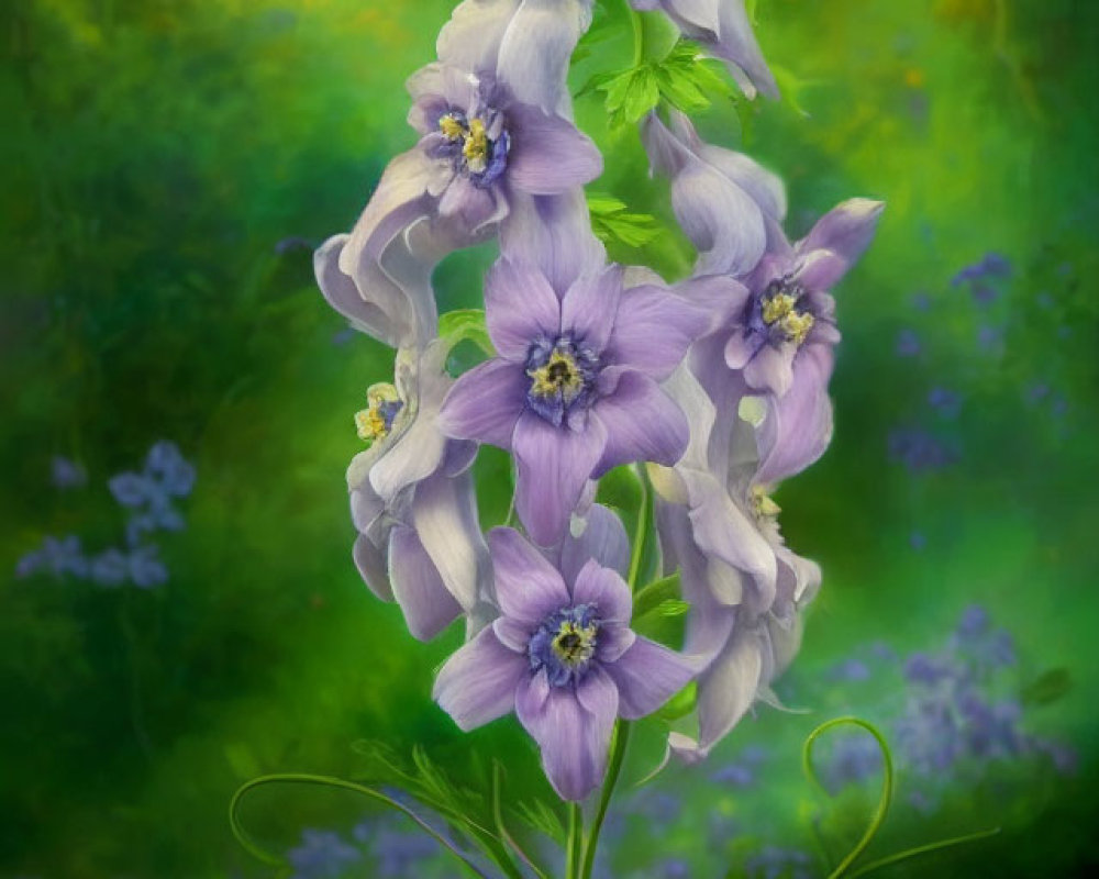 Detailed Digital Painting of Delicate Purple Flowers