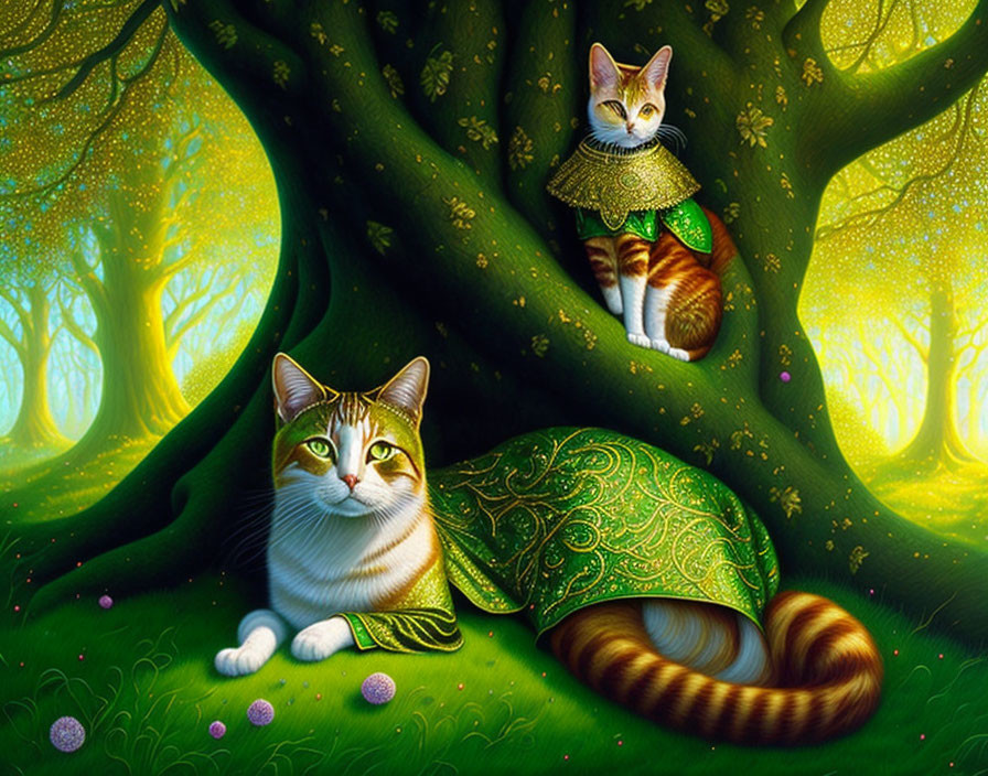 cats in green