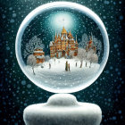 Winter Scene Snow Globe with Illuminated Cottage and Skating Figures