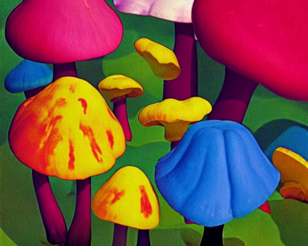 Colorful Mushrooms in Fantasy Forest Setting