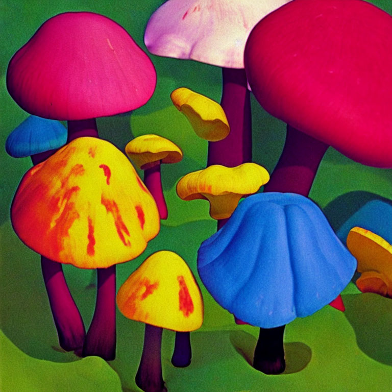 Colorful Mushrooms in Fantasy Forest Setting