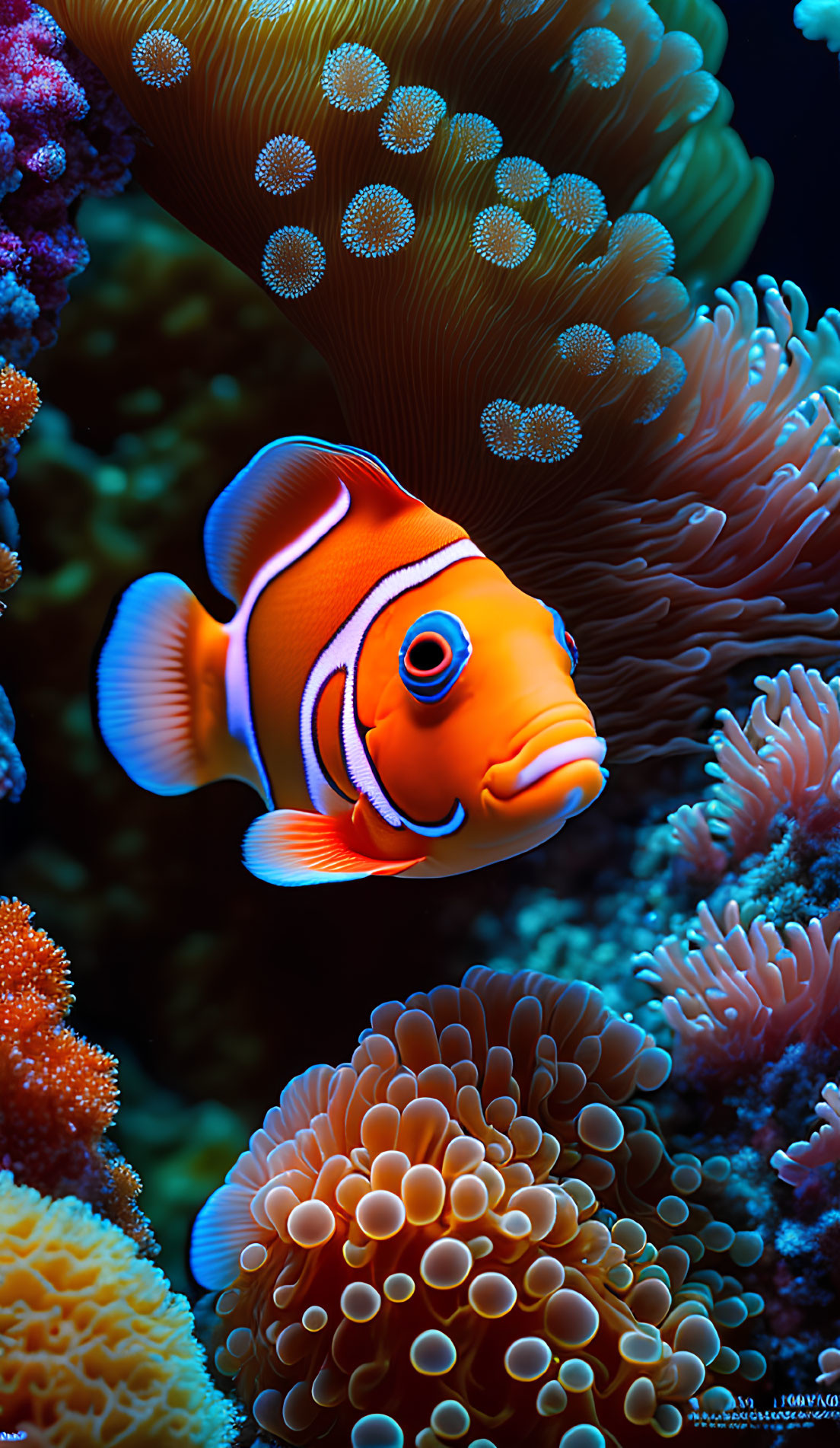 Colorful Clownfish Among Vibrant Sea Anemones