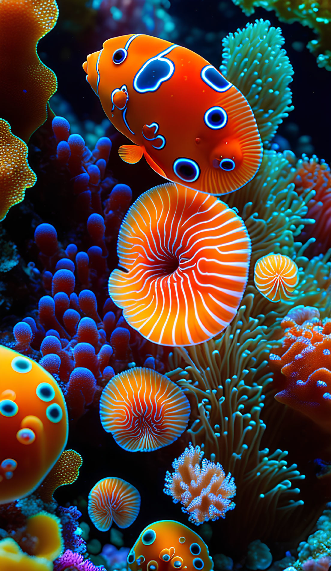 Colorful Clownfish Among Vibrant Underwater Coral and Anemones