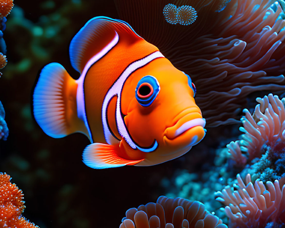 Colorful Clownfish Among Vibrant Sea Anemones