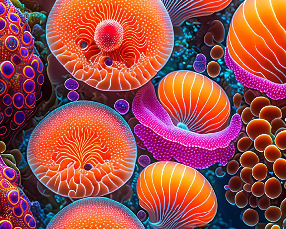 Colorful Coral Reef with Bubbles in Blue Underwater Scene