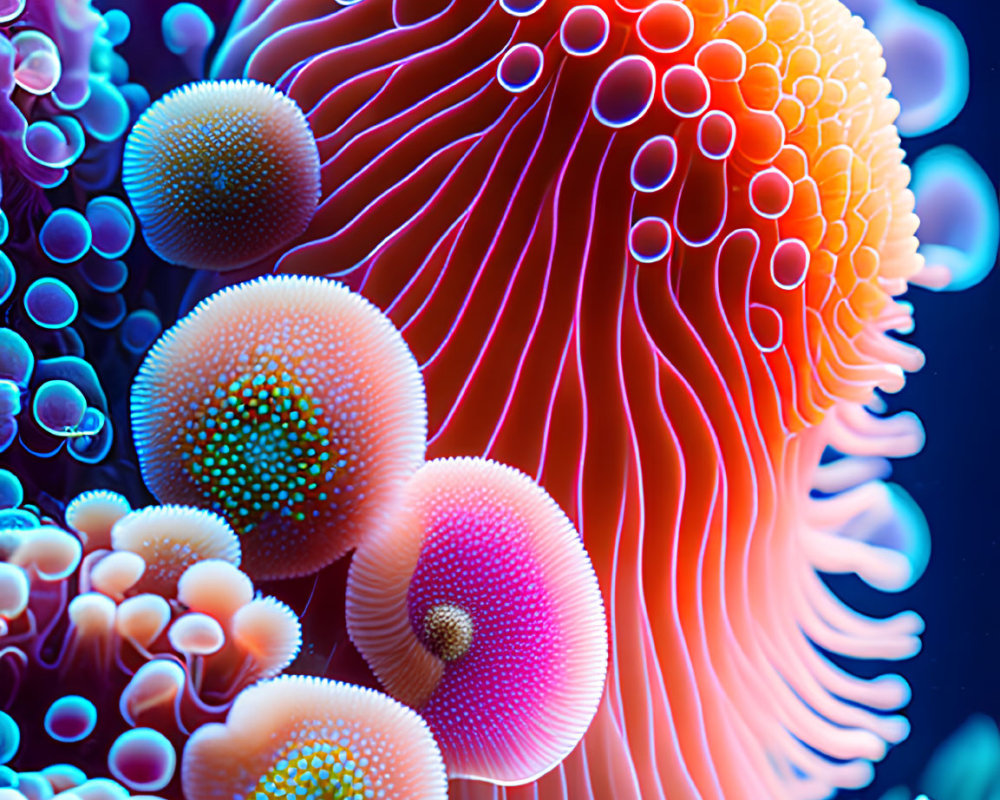 Colorful Underwater Jellyfish and Coral Scene Displaying Vibrant Hues