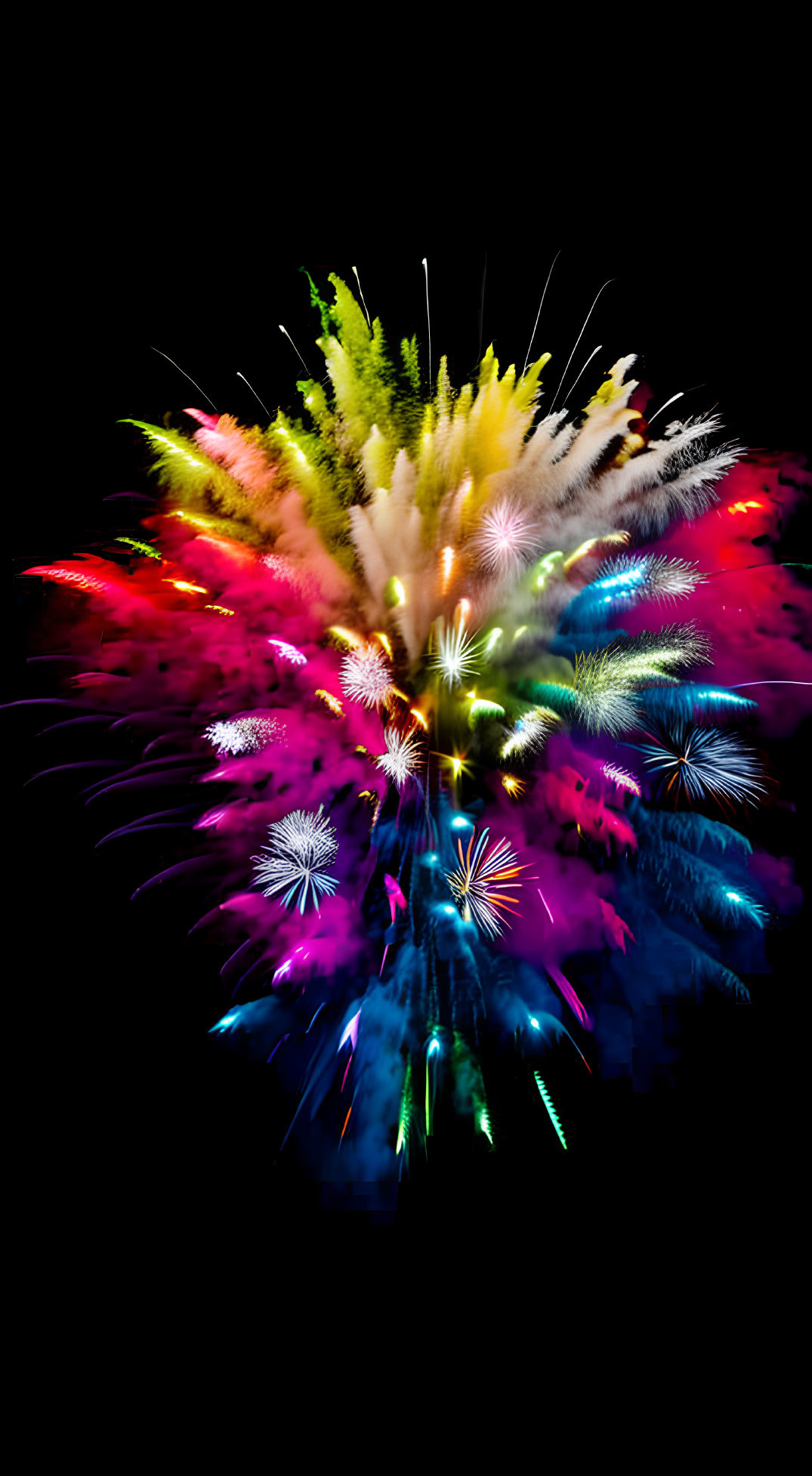 Colorful Fireworks Display Against Dark Sky