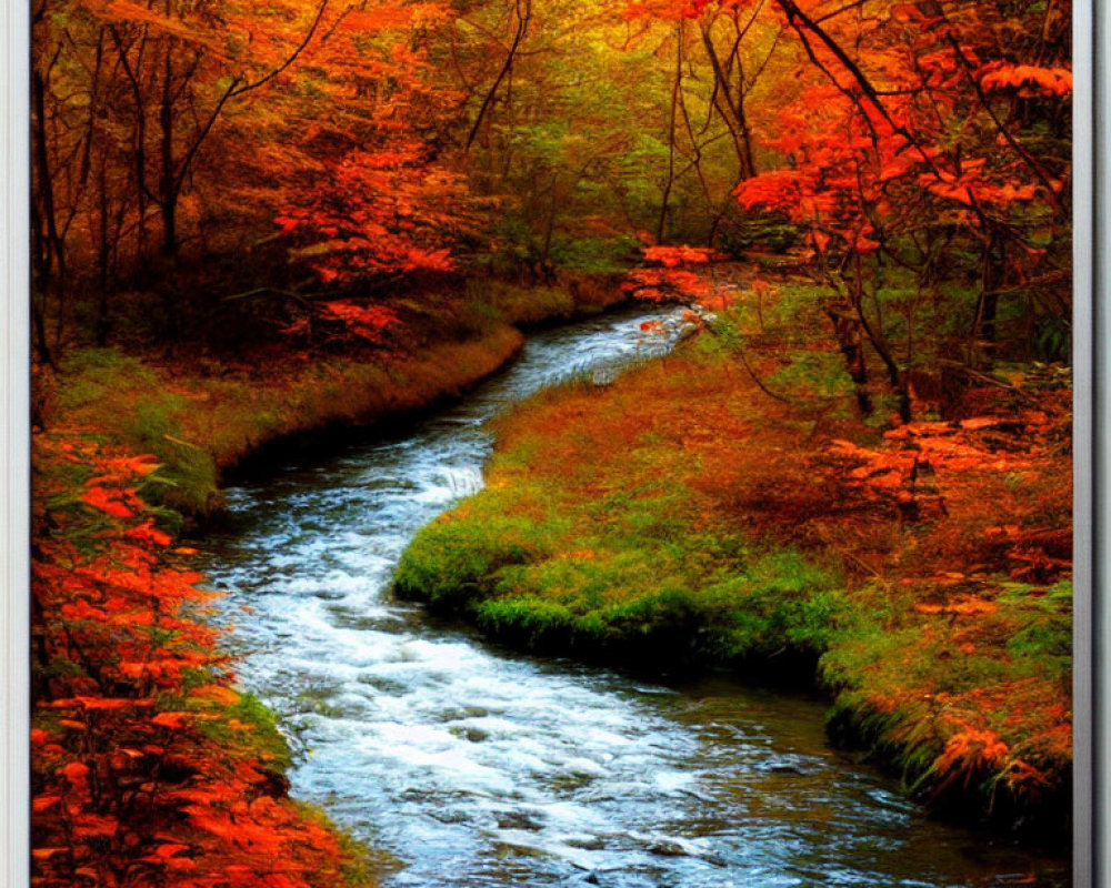 Tranquil autumnal forest with meandering stream