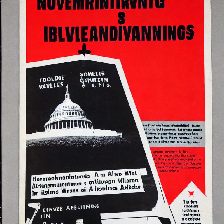 Vintage Swedish poster with red, black, and white colors and US Capitol Building image