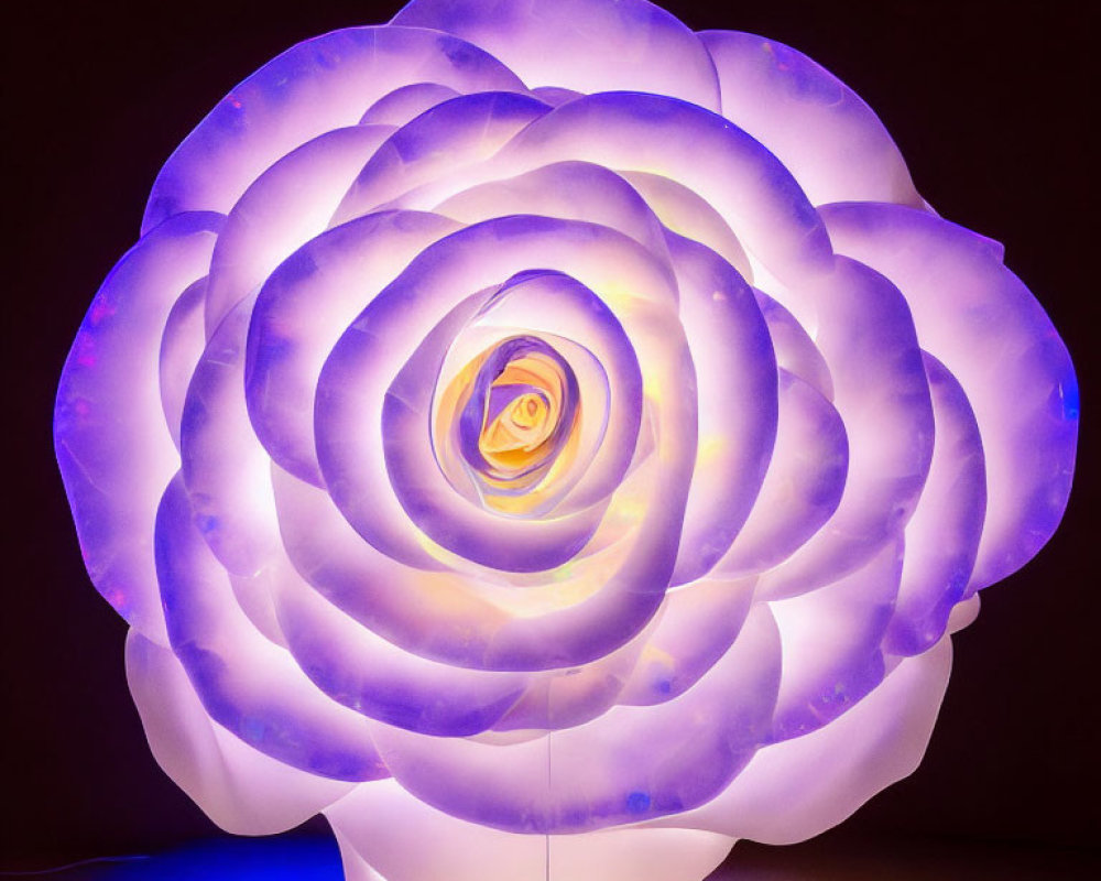 Purple Tinted Rose-Shaped Lamp on Dark Background