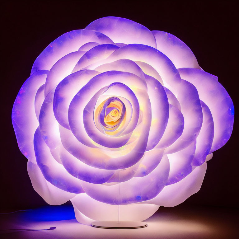 Purple Tinted Rose-Shaped Lamp on Dark Background