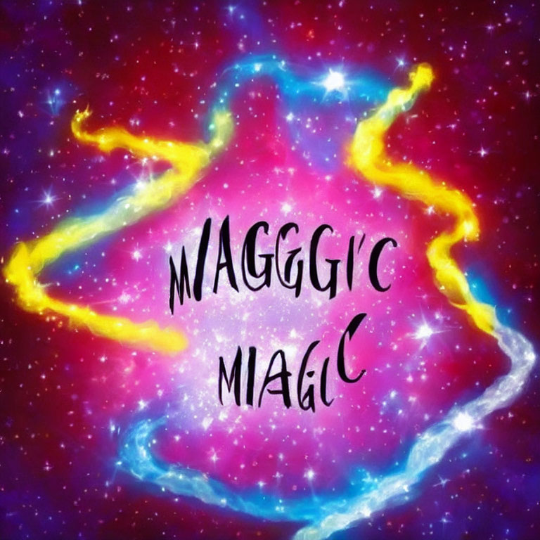 Colorful Nebula Design with Distorted "MAGIC MAGIC" Text