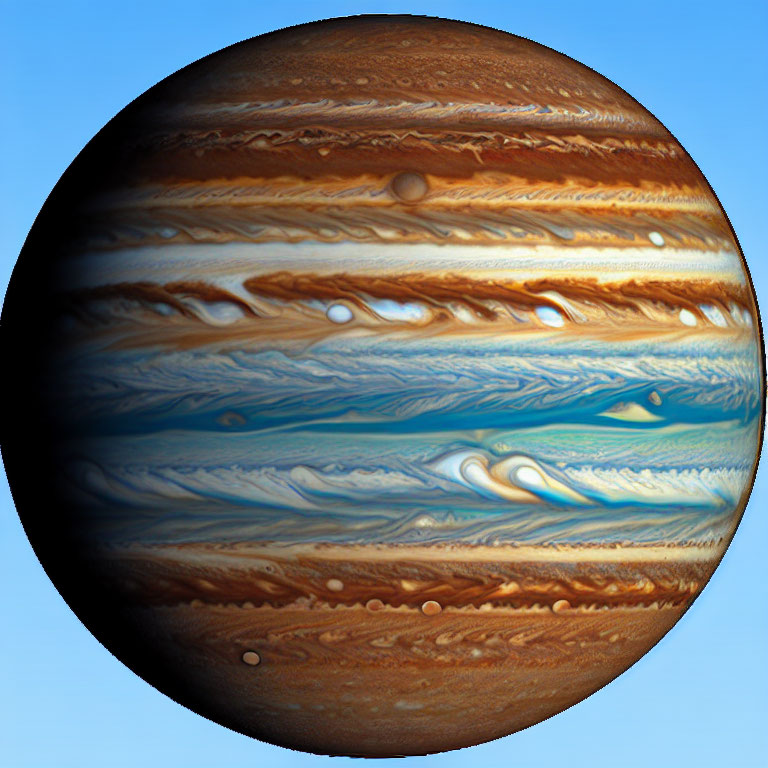 Detailed Image of Jupiter's Swirling Bands and Great Red Spot