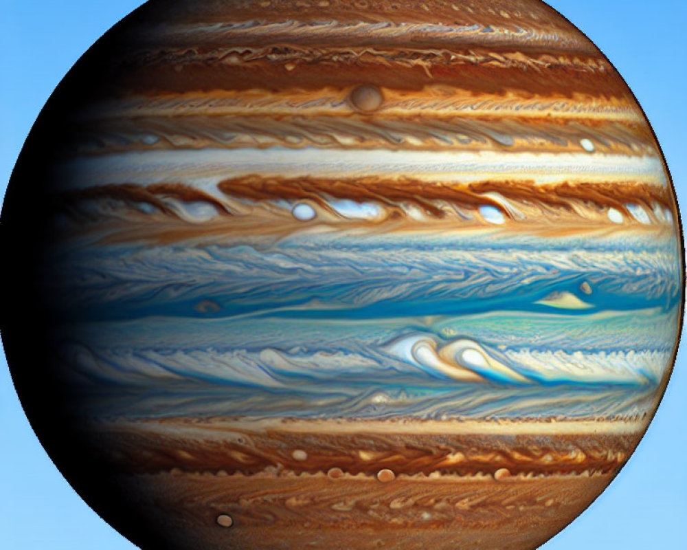 Detailed Image of Jupiter's Swirling Bands and Great Red Spot