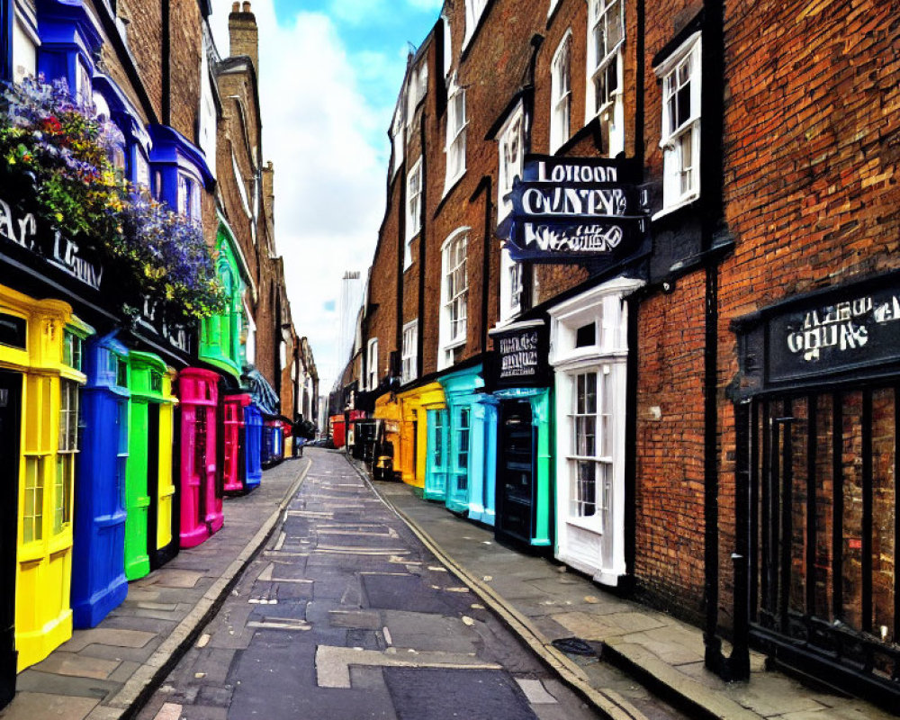 Colorful European Street Scene with Bright Building Facades